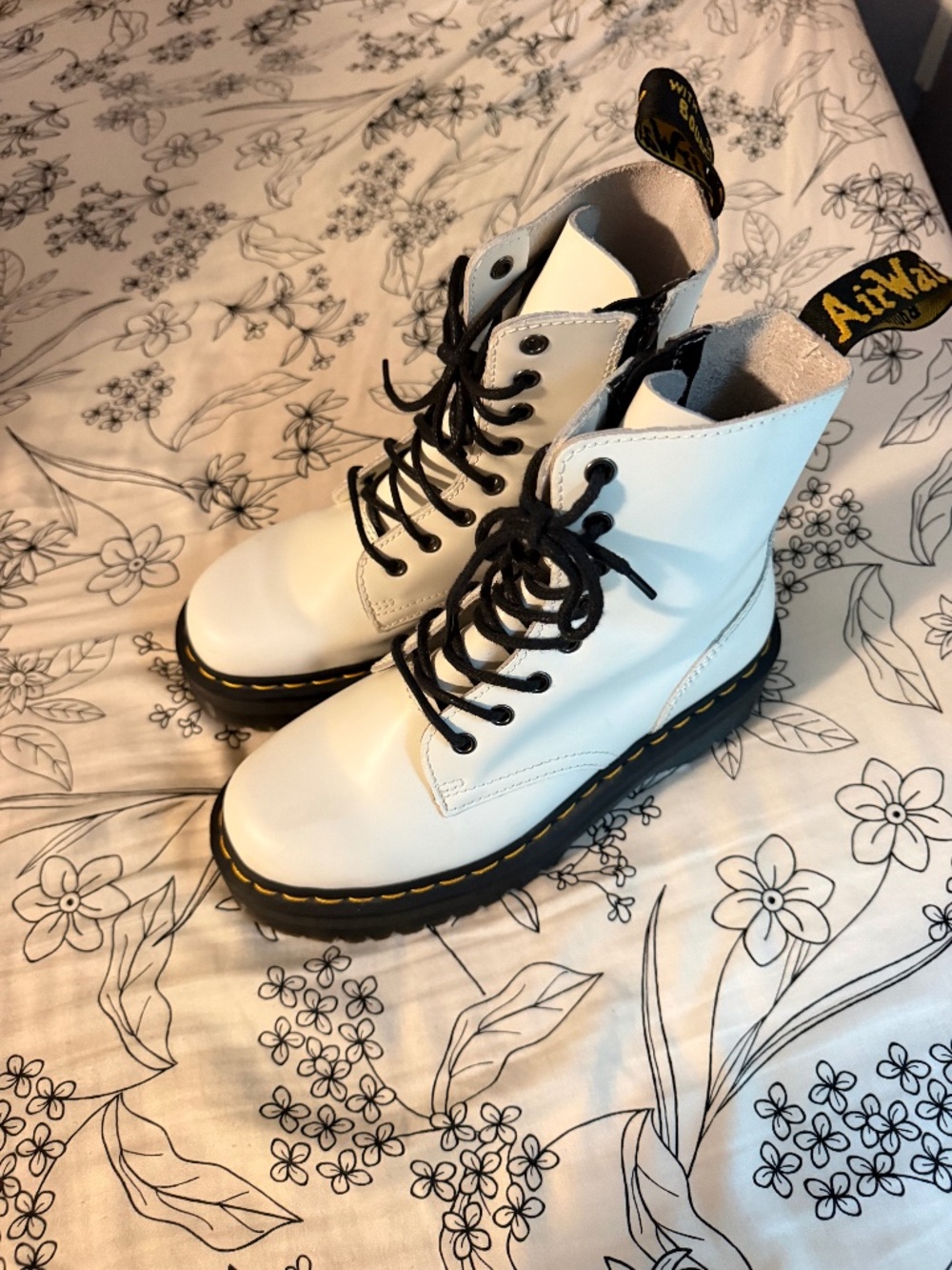Dr. Marten White Platform Lace up Boot
